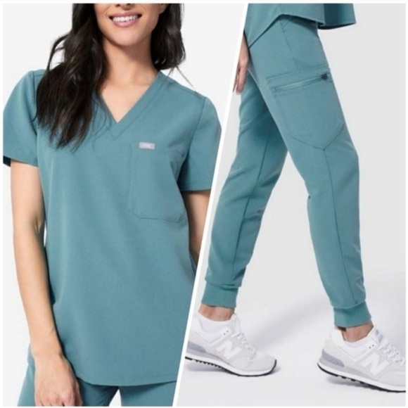 Figs Hydrogreen Scrub Set Catarina Scrub Top Zamora Jogger Pants Large Nurse - Picture 1 of 14